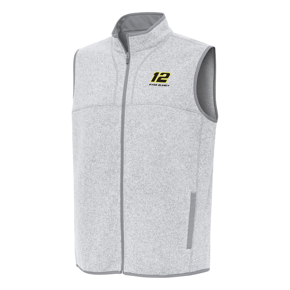  Ryan Blaney Antigua Fortune Full-Zip Vest - Heather Gray